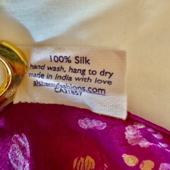 Fuchsia Floral Recycled Sari Sheer Dress - Picture 10 of 14